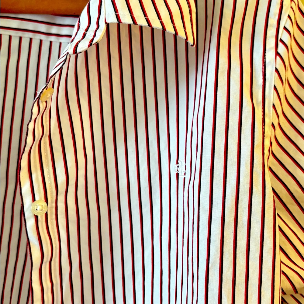 Ralph Lauren Red and White Striped Blouse